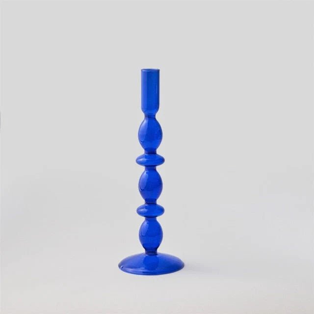 Royal Blue Glass Candle Holders - Lattea Global