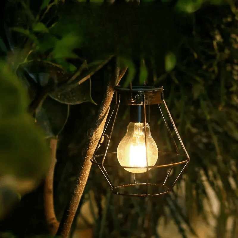 Rustic Solar Hanging Lantern with Vintage Cage Design - Lattea Global