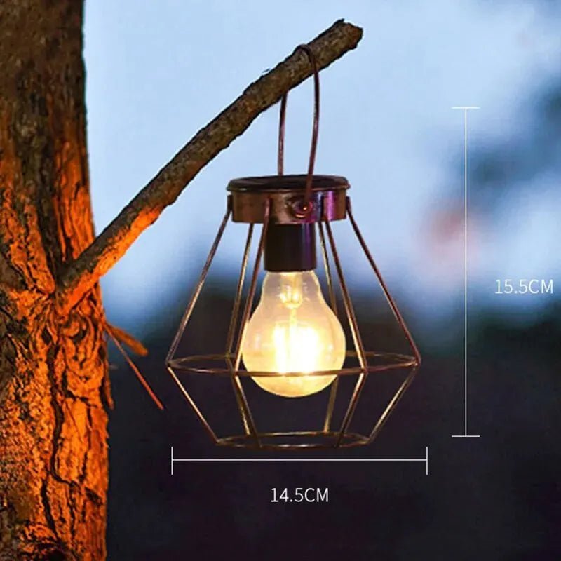 Rustic Solar Hanging Lantern with Vintage Cage Design - Lattea Global