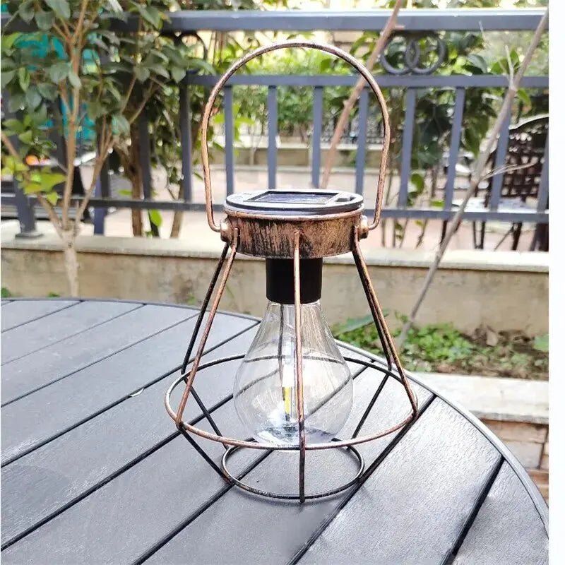 Rustic Solar Hanging Lantern with Vintage Cage Design - Lattea Global