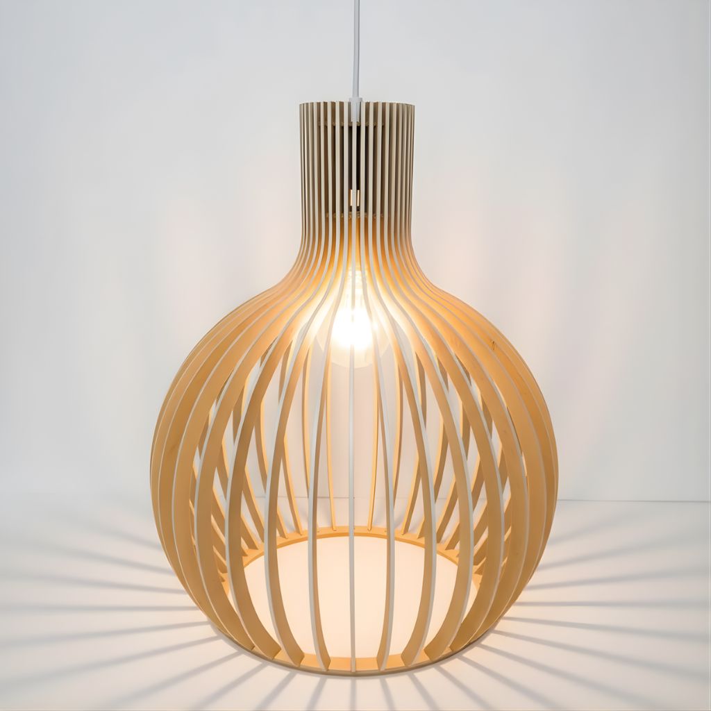 Rustic Wooden Cage Pendant Light