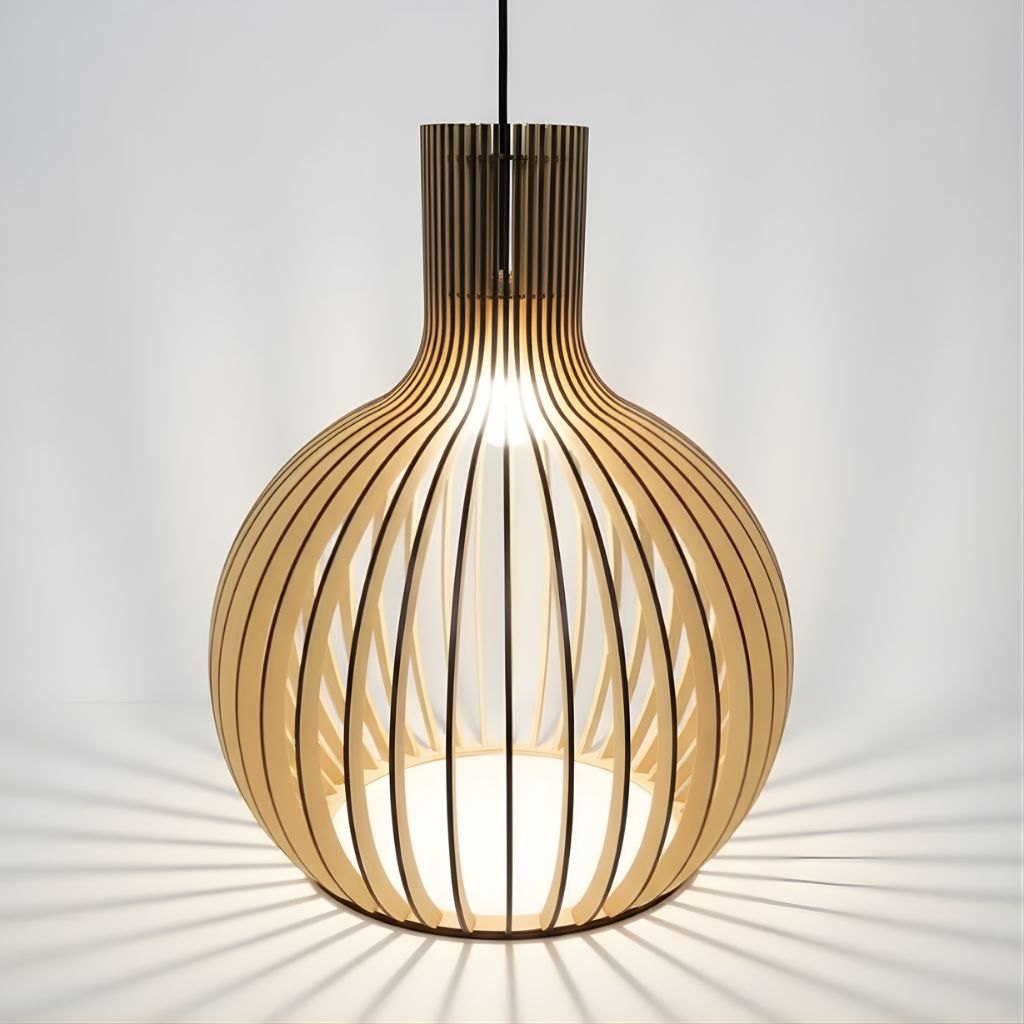 Rustic Wooden Cage Pendant Light