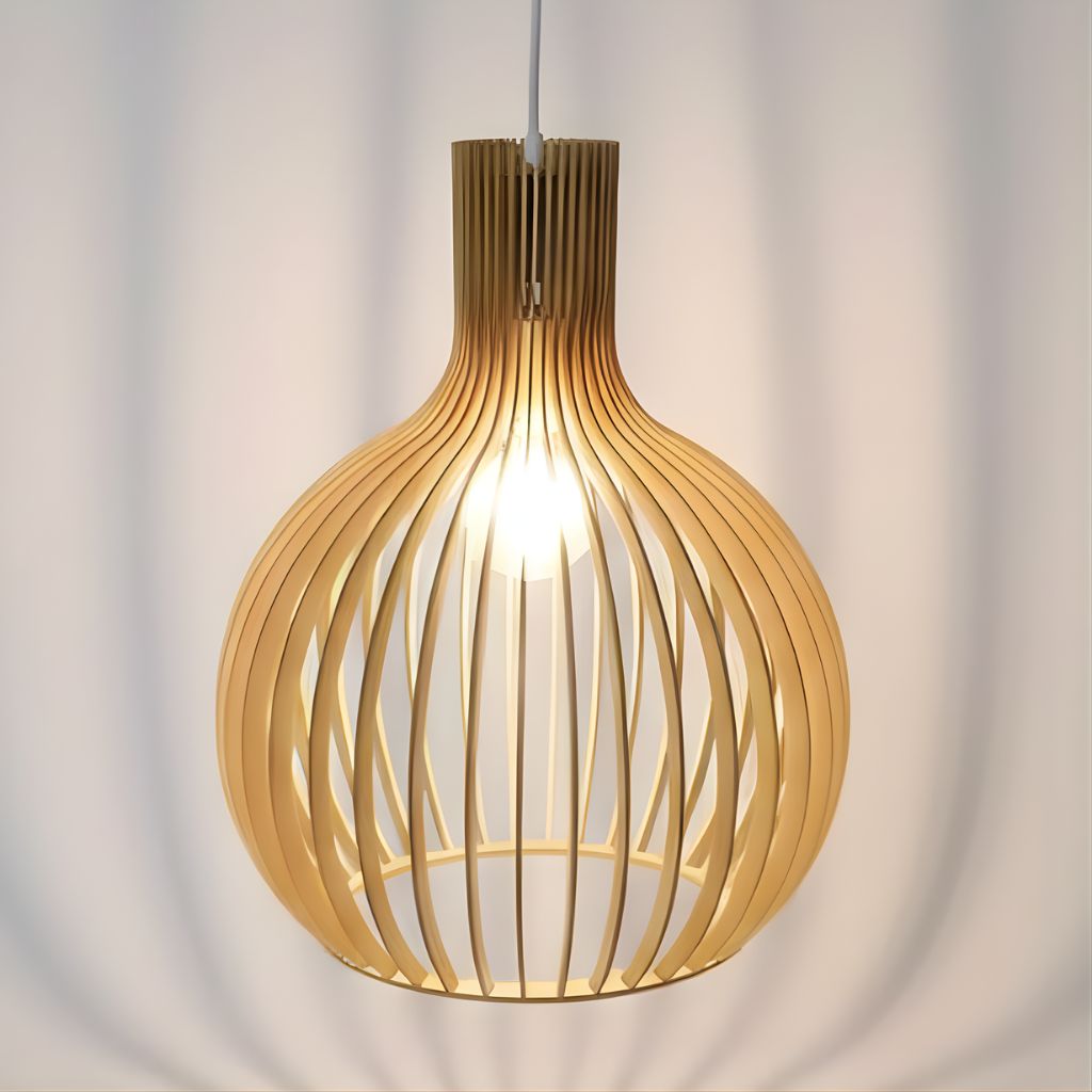 Rustic Wooden Cage Pendant Light
