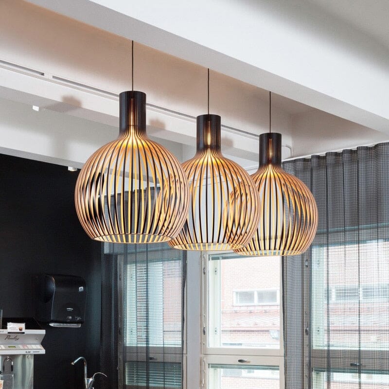 Rustic Wooden Cage Pendant Light - Lattea Global