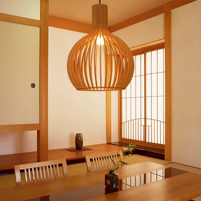 Rustic Wooden Cage Pendant Light - Lattea Global