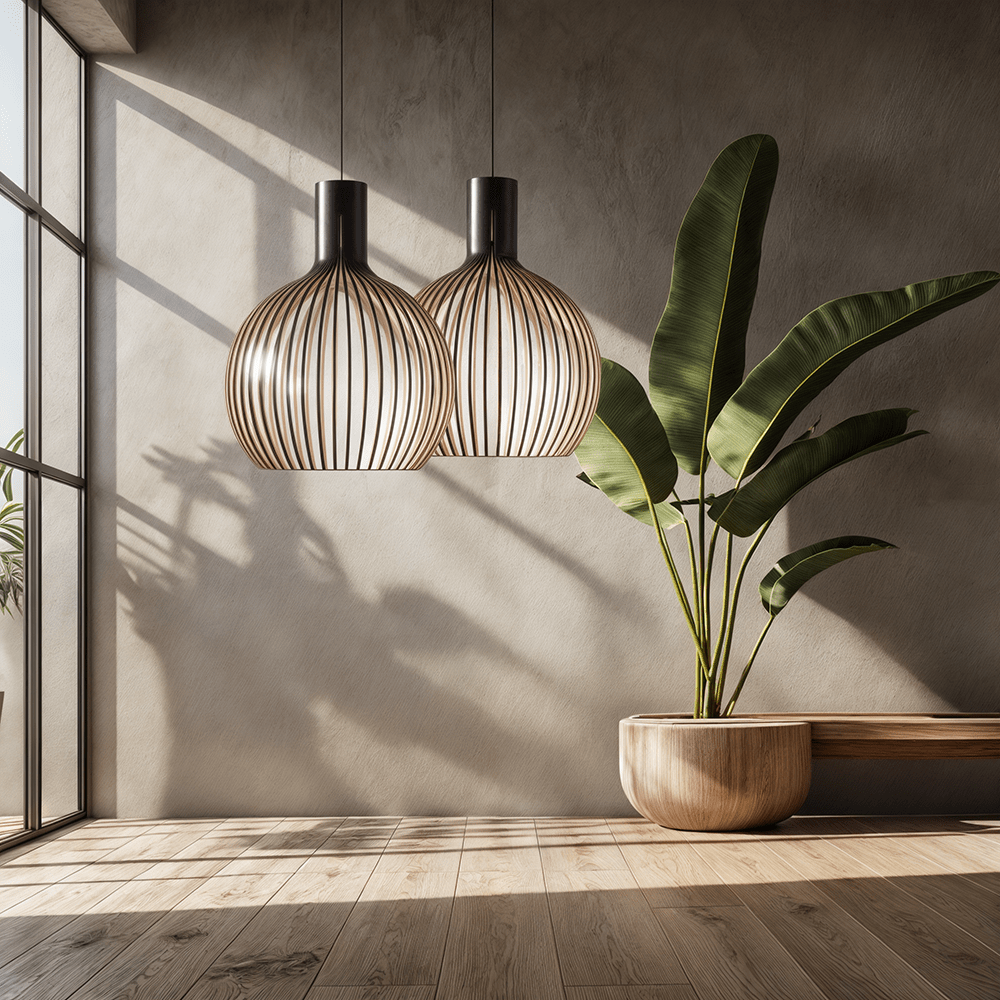 Rustic Wooden Cage Pendant Light - Lattea Global