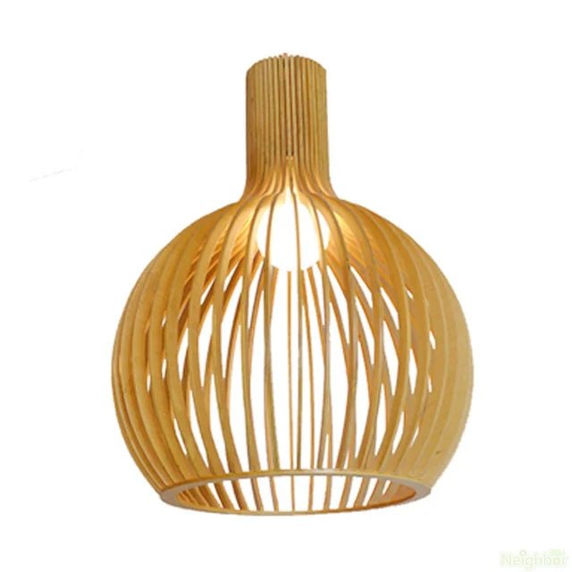 Rustic Wooden Cage Pendant Light - Lattea Global