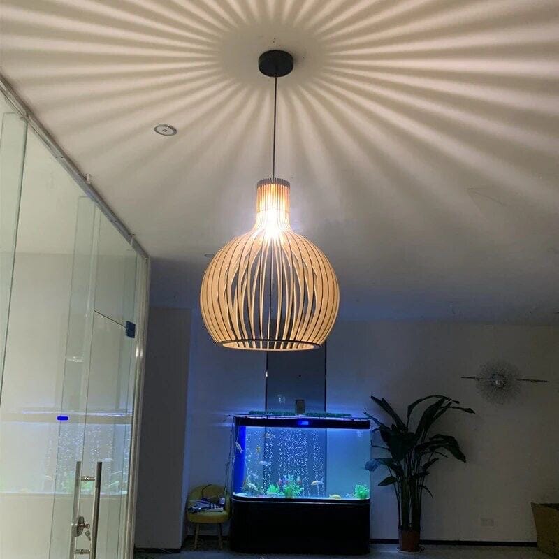 Rustic Wooden Cage Pendant Light - Lattea Global
