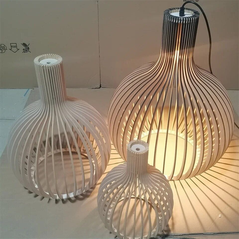 Rustic Wooden Cage Pendant Light - Lattea Global
