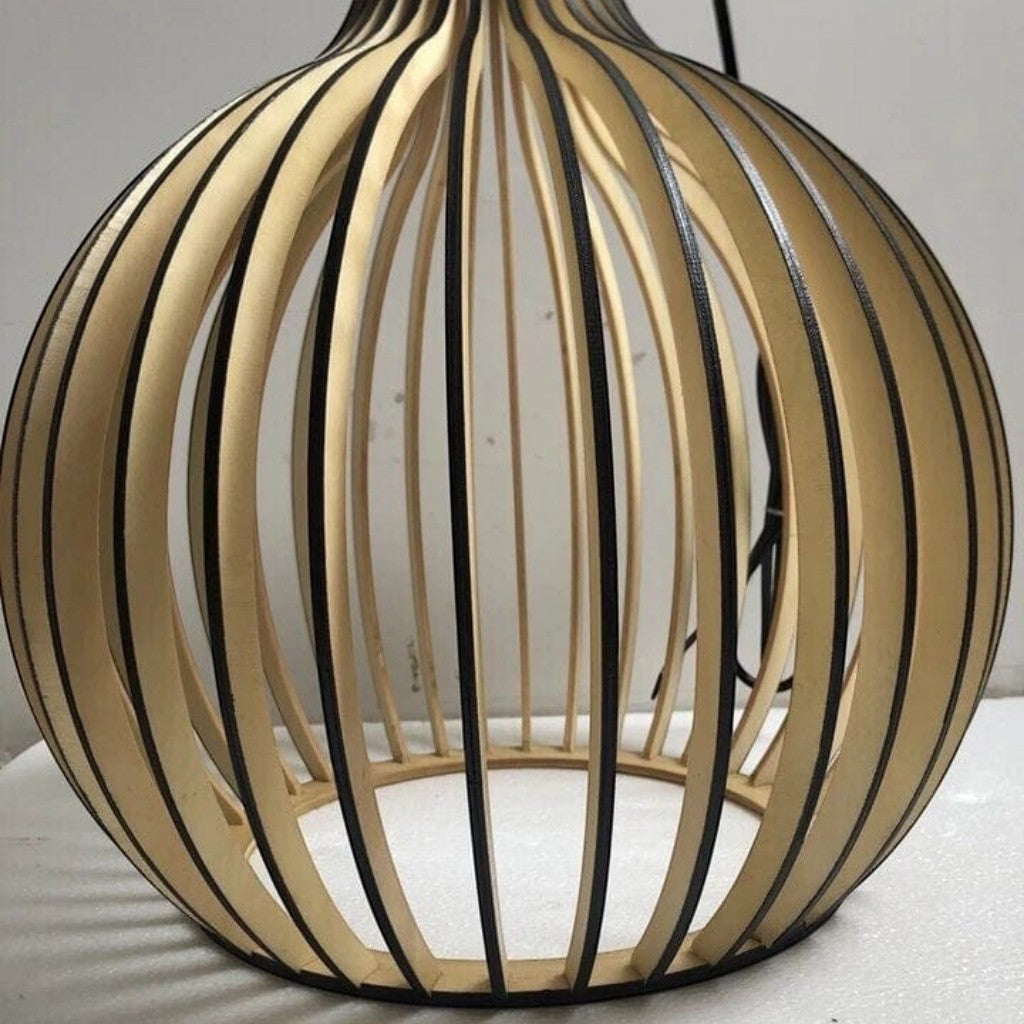 Rustic Wooden Cage Pendant Light