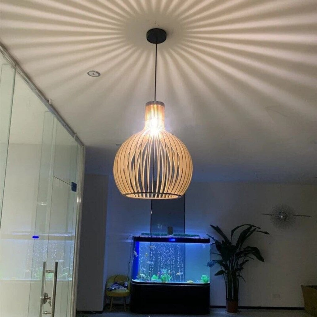 Rustic Wooden Cage Pendant Light
