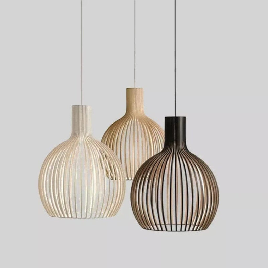 Rustic Wooden Cage Pendant Light