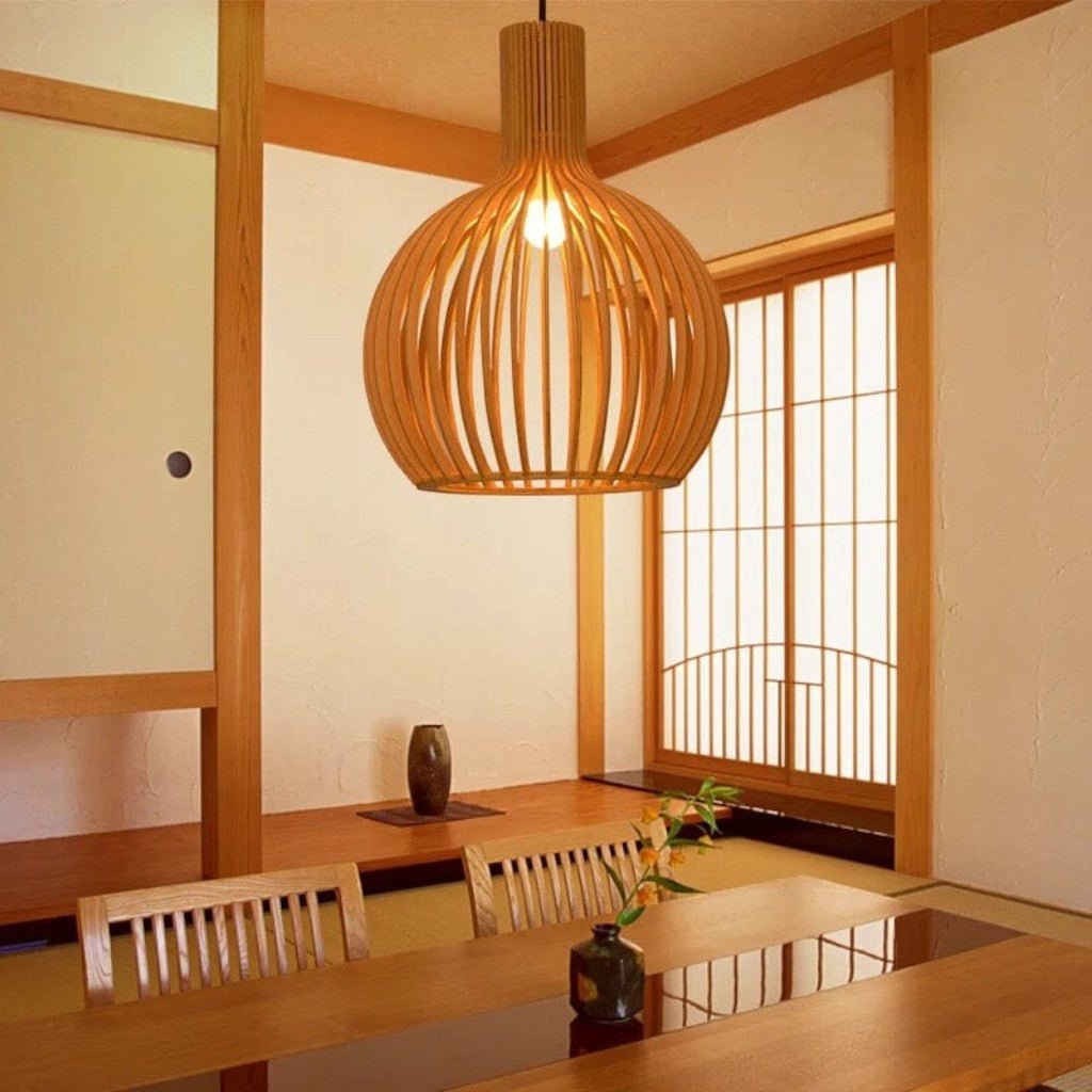 Rustic Wooden Cage Pendant Light