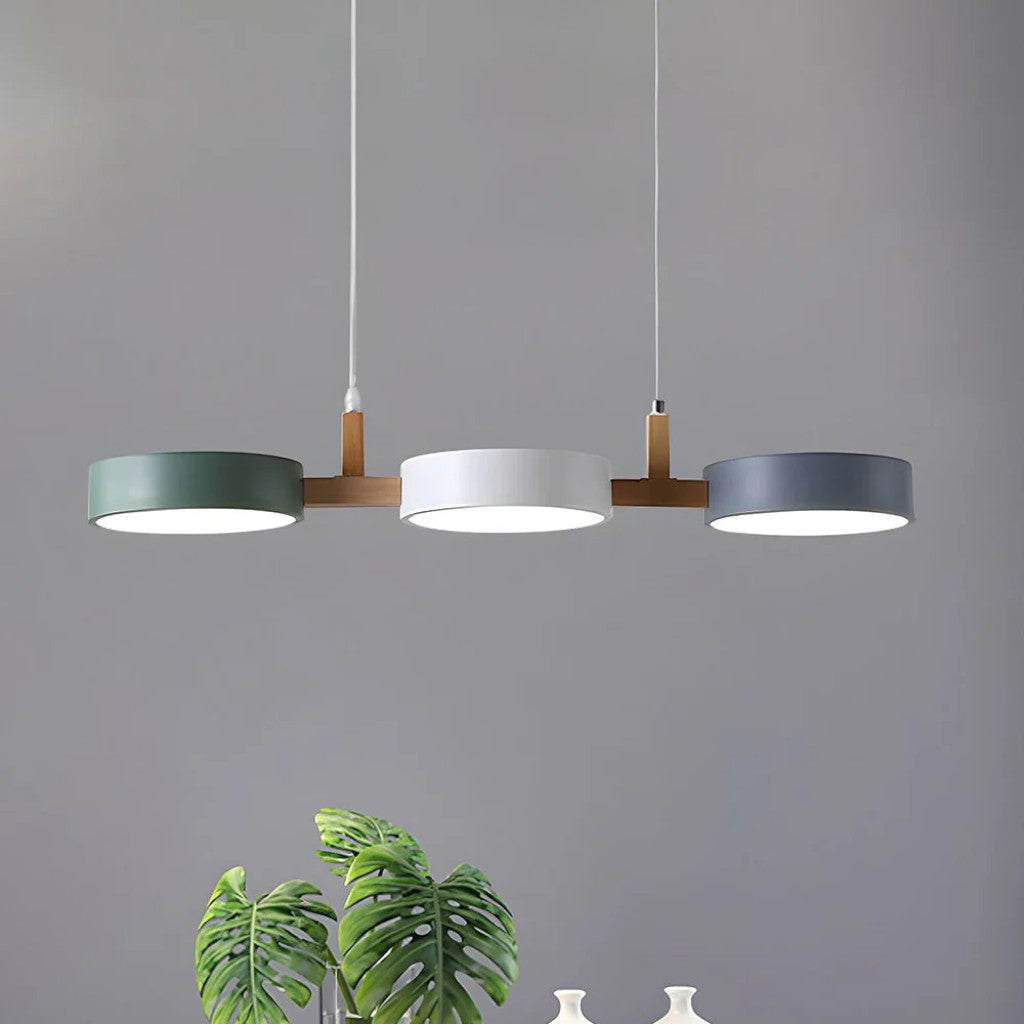 Scandinavian 3-Head Wooden Kitchen Island Pendant Light