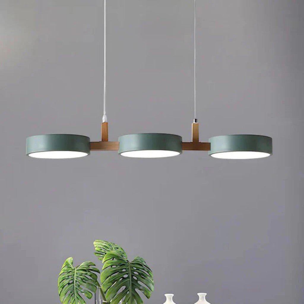Scandinavian 3-Head Wooden Kitchen Island Pendant Light