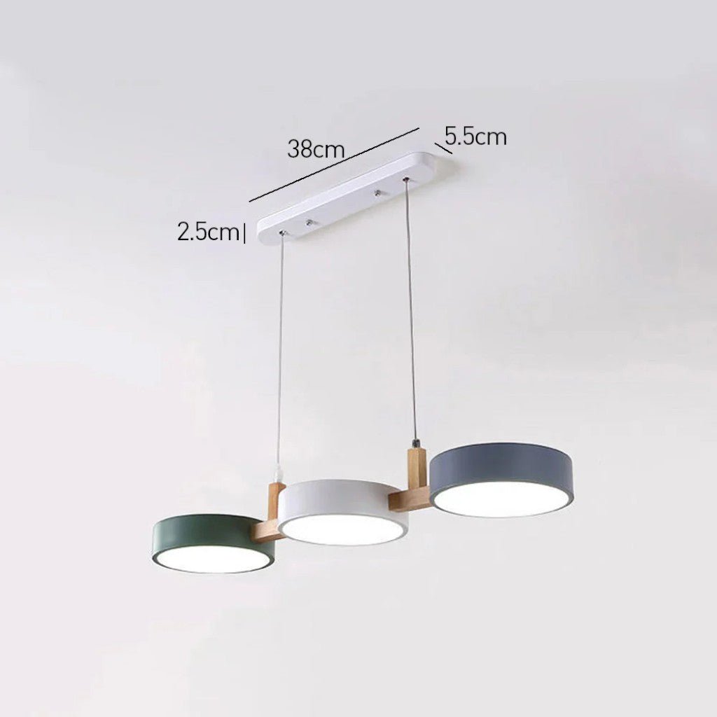 Scandinavian 3-Head Wooden Kitchen Island Pendant Light