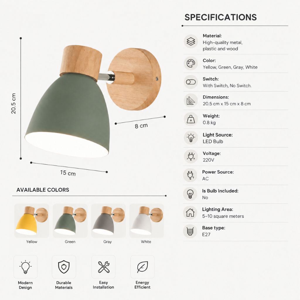 Scandinavian Wooden Wall Light Sconce