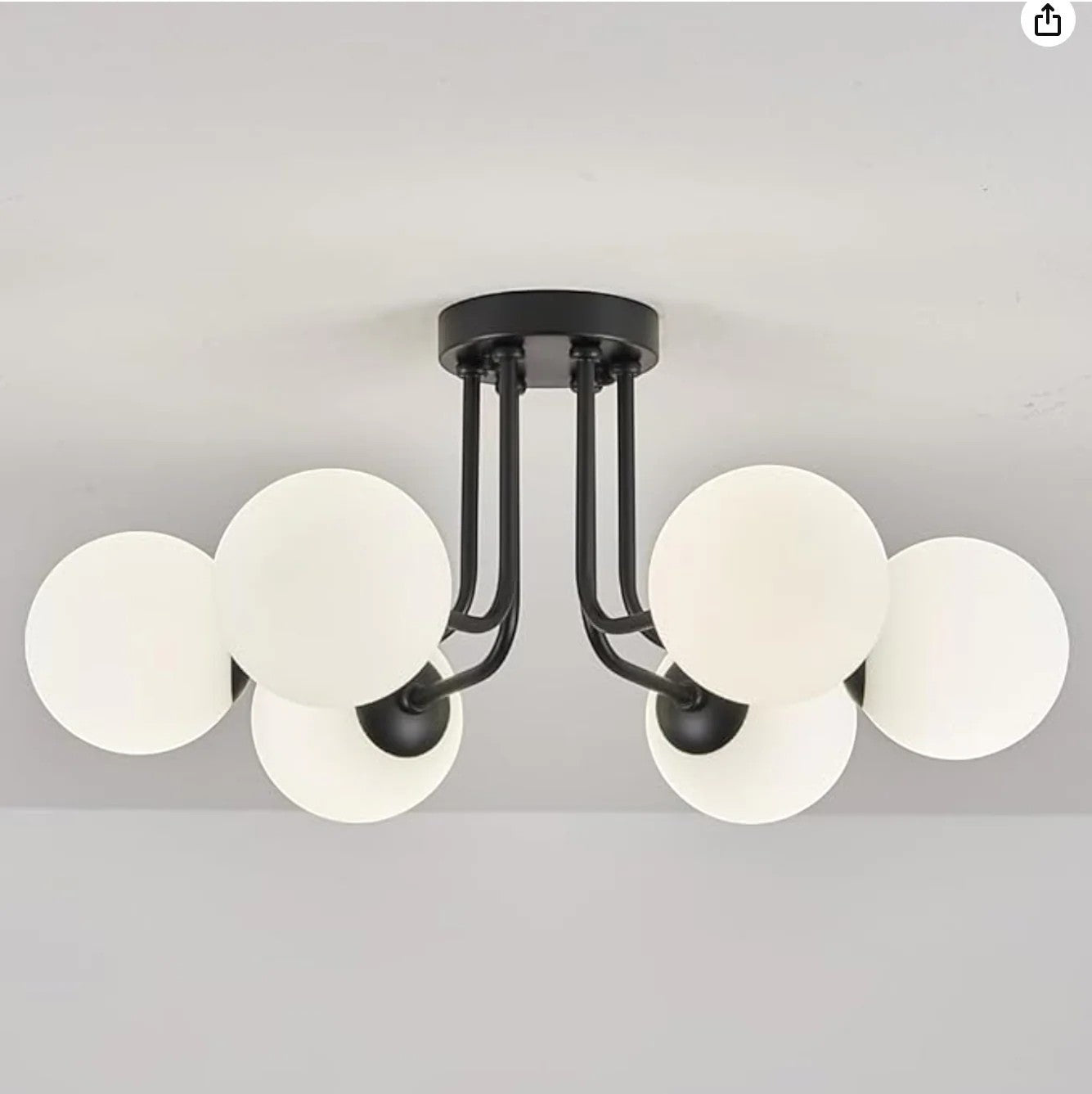 Semi Flush Mount Chandelier with Frosted Glass Globes