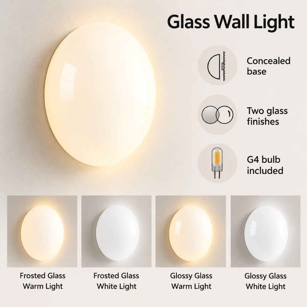Semicircle Glass Wall Light with Concealed Base