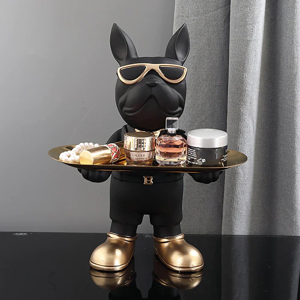 Service Bulldog Sculpture with Tray - Lattea Global