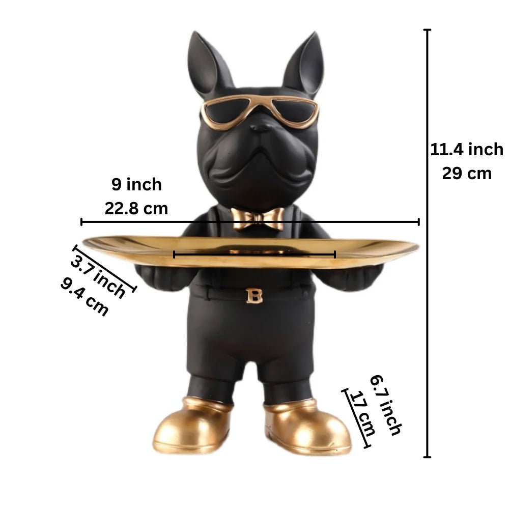 Service Bulldog Sculpture with Tray - Lattea Global