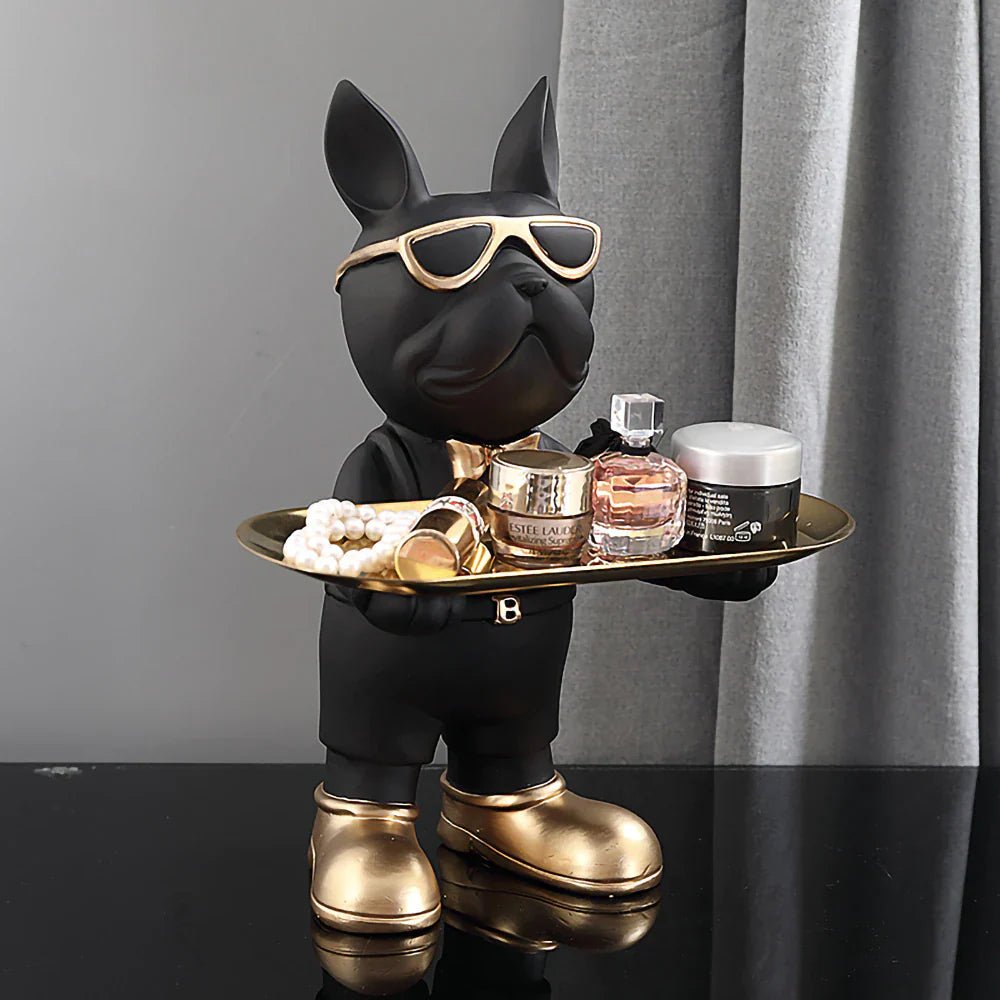 Service Bulldog Sculpture with Tray - Lattea Global