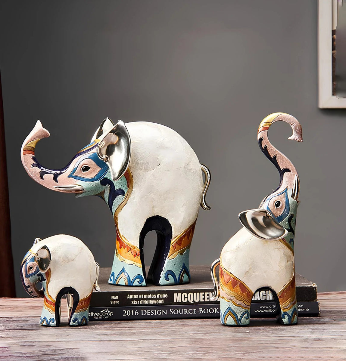 Set of 2 Elephant Figurines – Wildlife Decor - Lattea Global