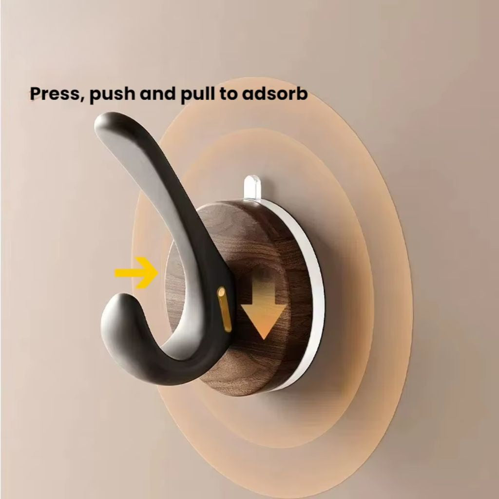 Set of 4 Wood Suction Cup Hooks No Drill Hidden Mount