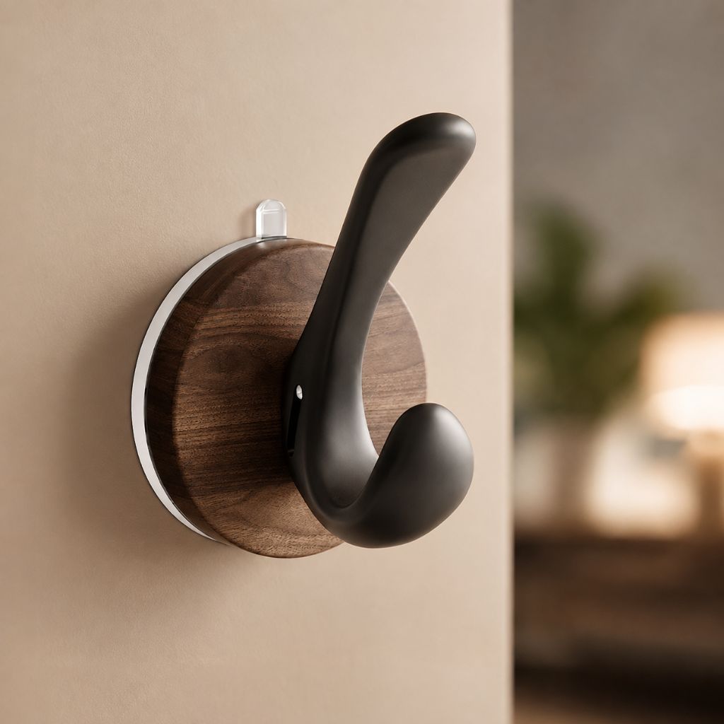 Set of 4 Wood Suction Cup Hooks No Drill Hidden Mount