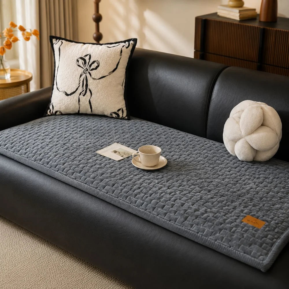 Short plush sofa cushion cover anti-slip cream style - view 2