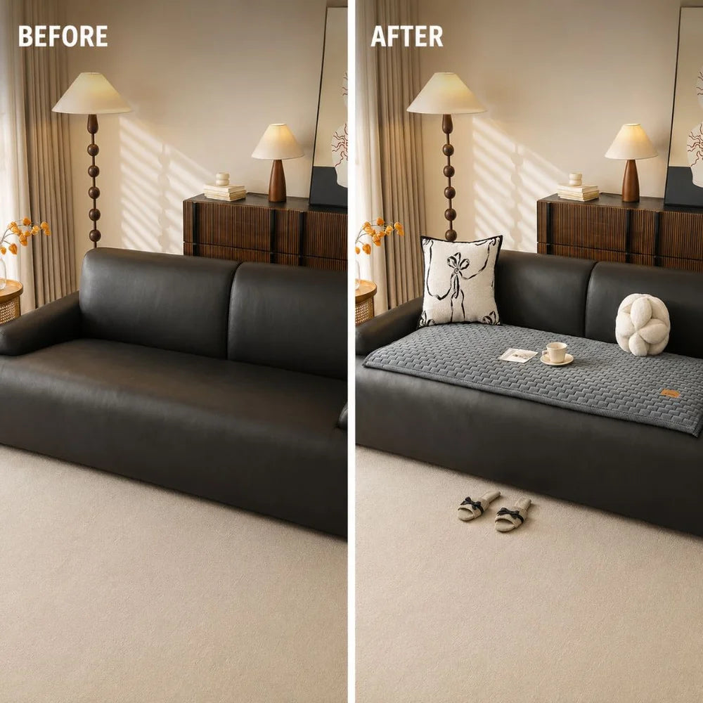 Short plush sofa cushion cover anti-slip cream style - view 5