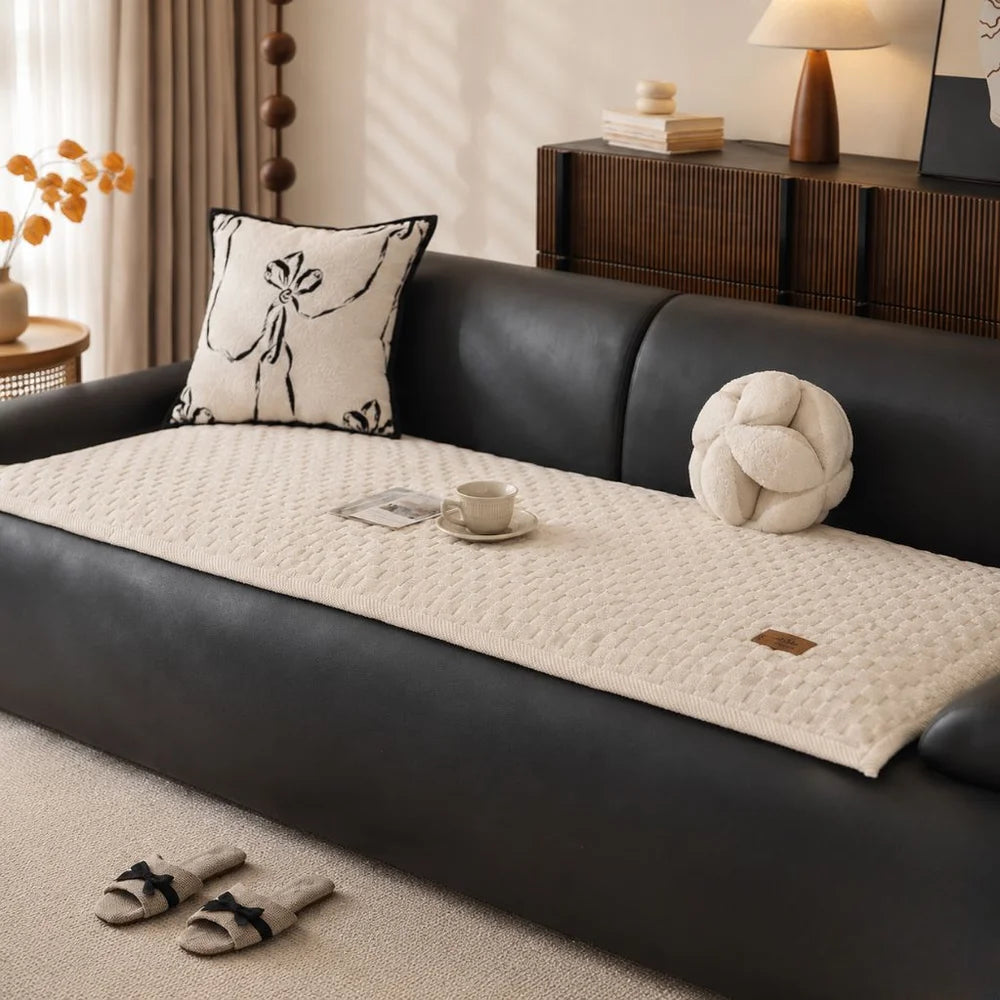 Short plush sofa cushion cover anti-slip cream style - view 11