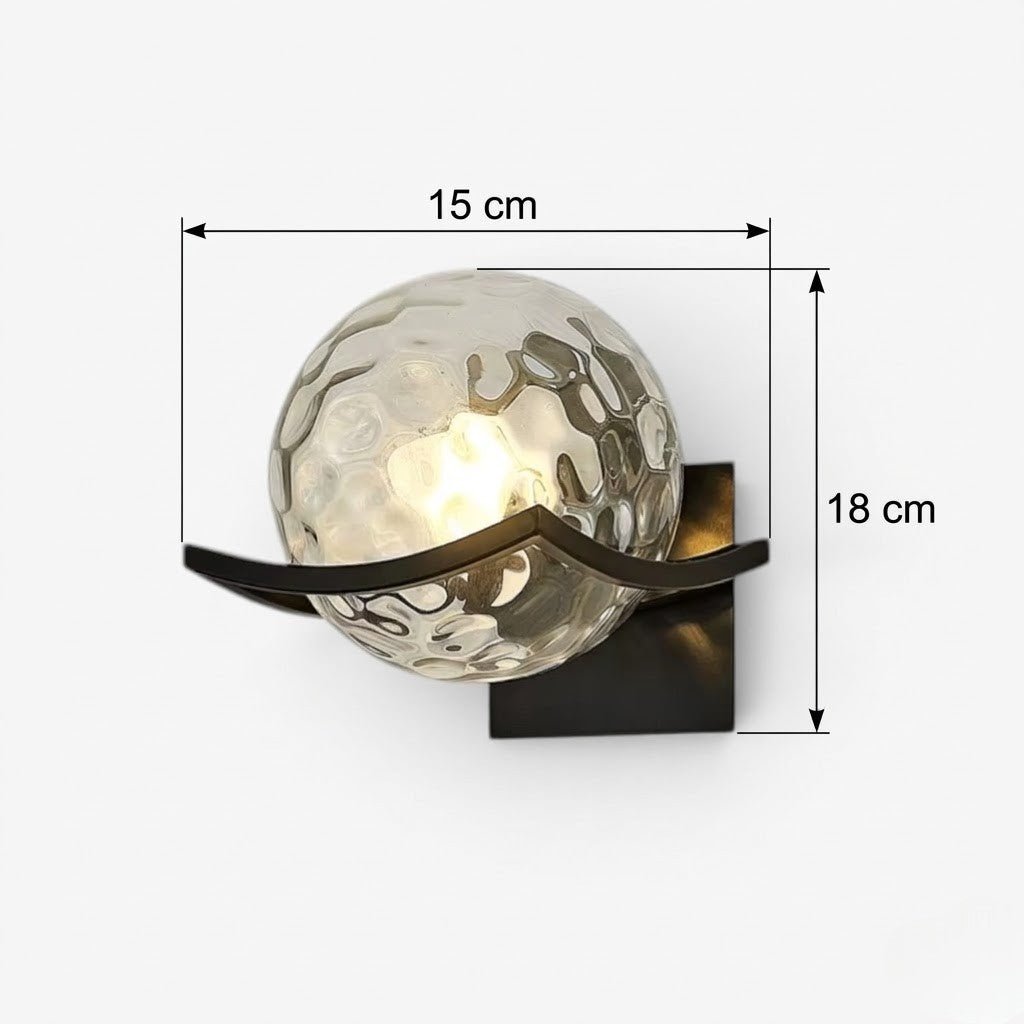 Sirius Glass Globe Wall Sconce with Black Finish - Lattea Global
