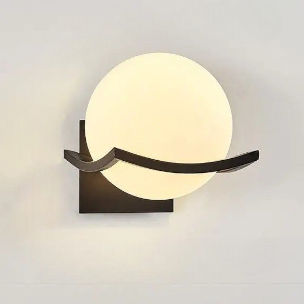 Sirius Glass Globe Wall Sconce with Black Finish - Lattea Global