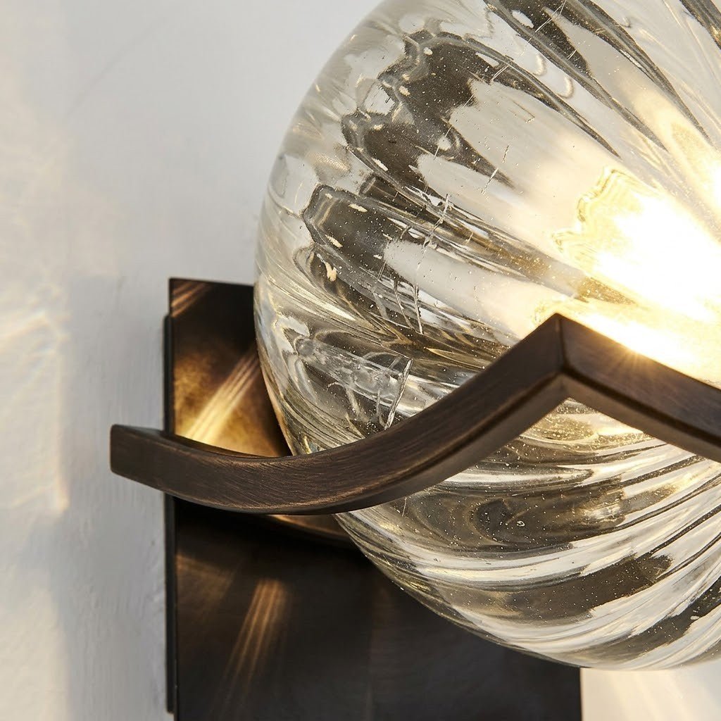 Sirius Glass Globe Wall Sconce with Black Finish - Lattea Global