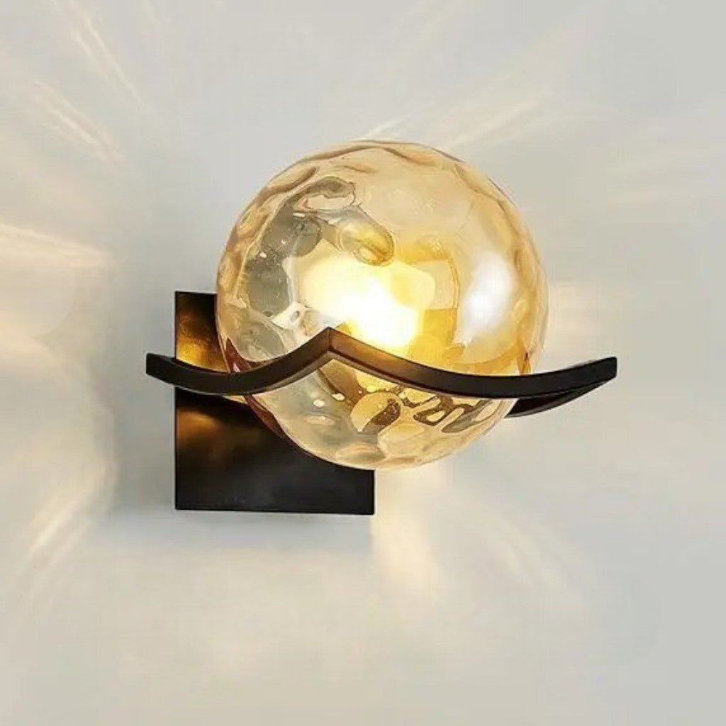 Sirius Glass Globe Wall Sconce with Black Finish - Lattea Global