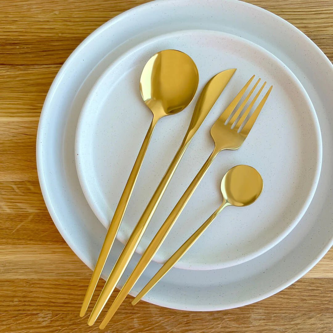 Sleek Golden Flatware 24 pc Set - Lattea Global