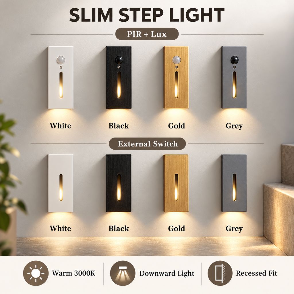 Slim Recessed LED Step Light with Optional PIR Sensor