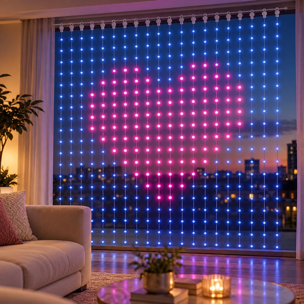 Smart RGB LED Curtain Lights with App Control and Music Sync