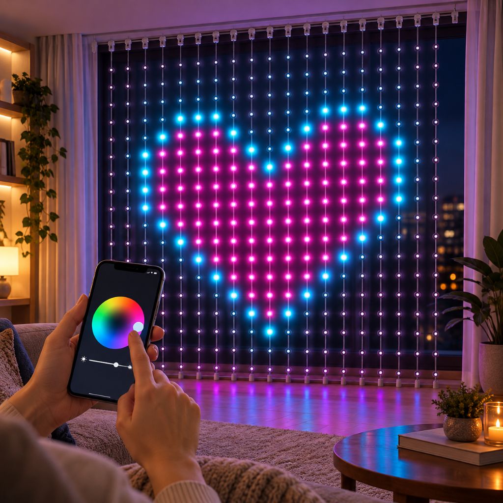 Smart RGB LED Curtain Lights with App Control and Music Sync
