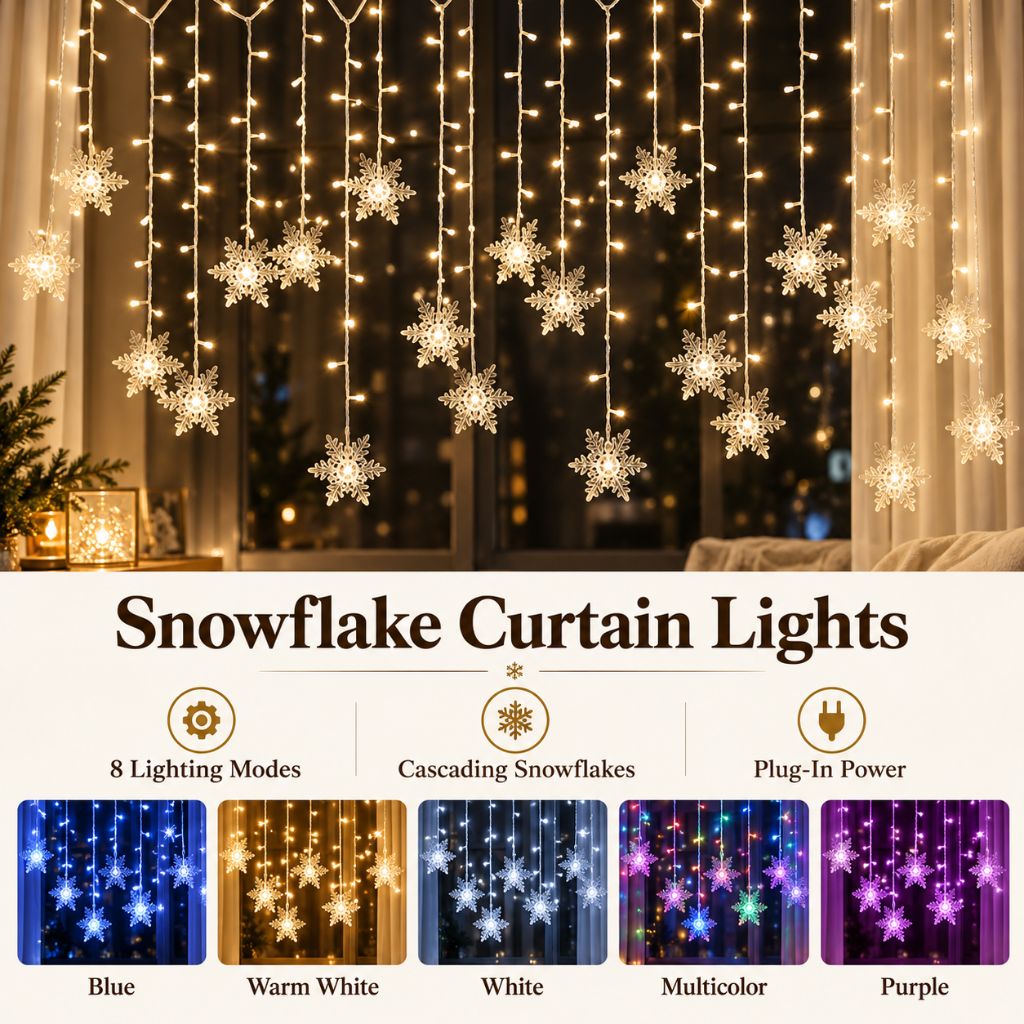 Snowflake LED Christmas Lights with 8 Lighting Modes