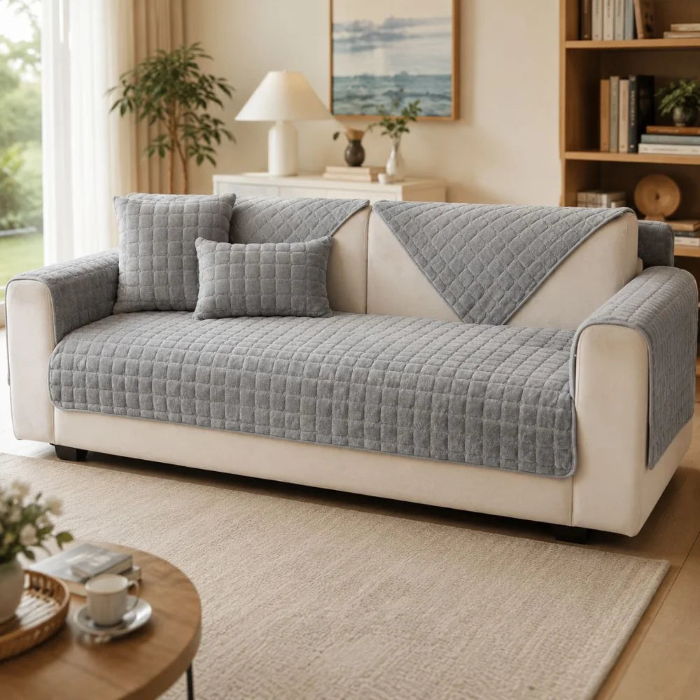 Soft flannel sofa cover non-slip quilted furniture protector - view 2