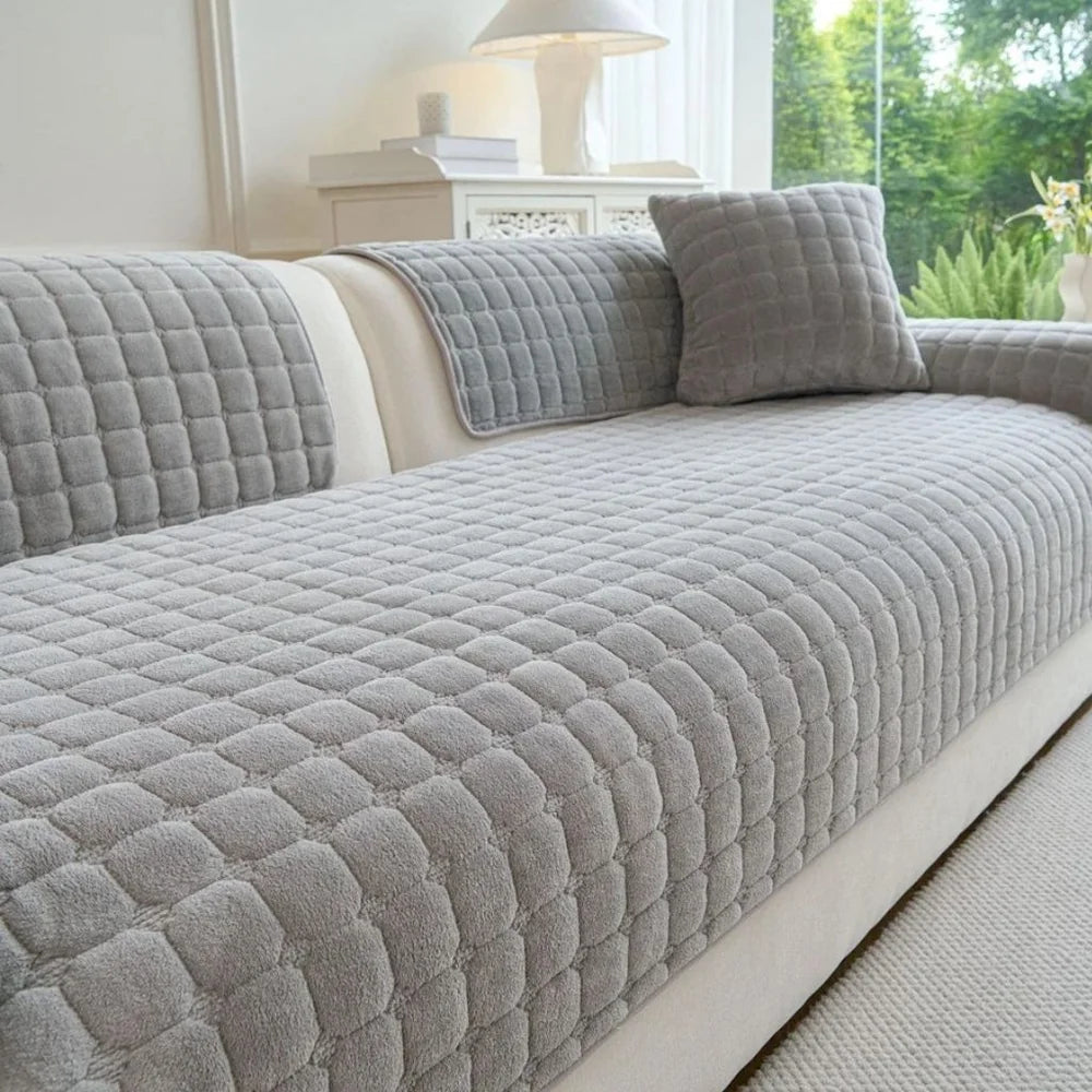 Soft flannel sofa cover non-slip quilted furniture protector - view 6