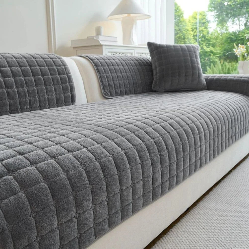 Soft flannel sofa cover non-slip quilted furniture protector - view 9