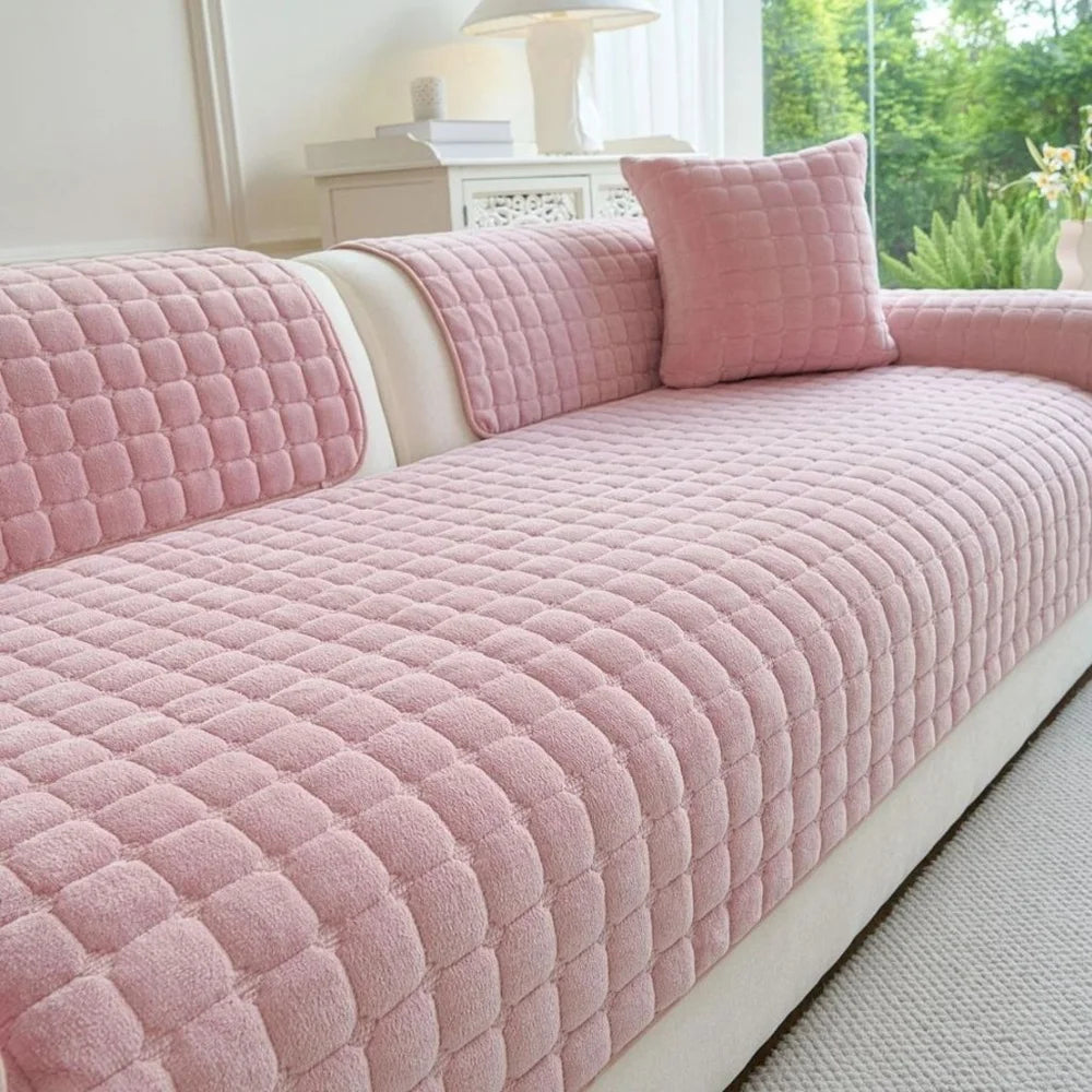 Soft flannel sofa cover non-slip quilted furniture protector - view 10