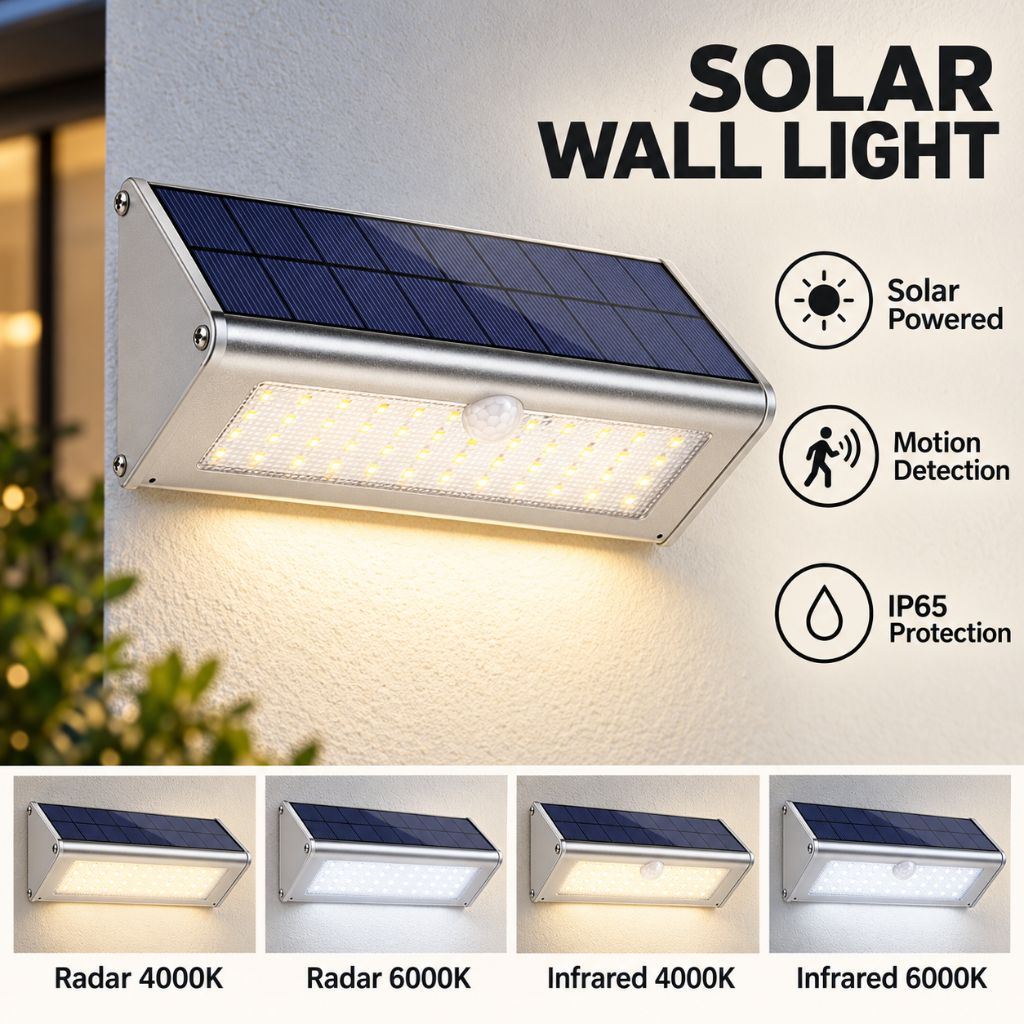 Solar Aluminium LED Outdoor Wall Light with Motion Sensor IP65
