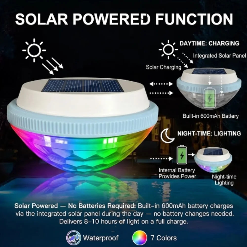 Solar floating pool light rgb ip65 waterproof colour changing lamp – view 4