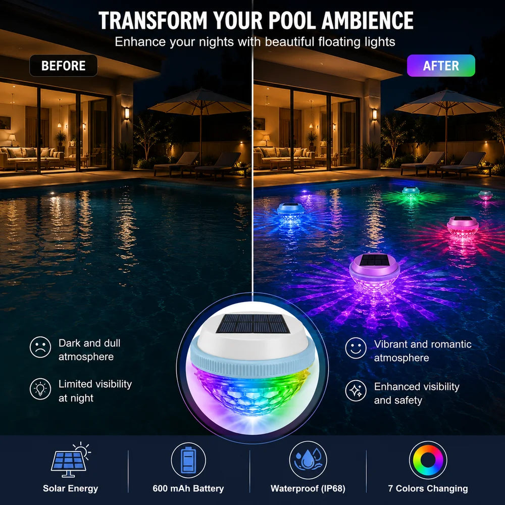 Solar floating pool light rgb ip65 waterproof colour changing lamp – view 6