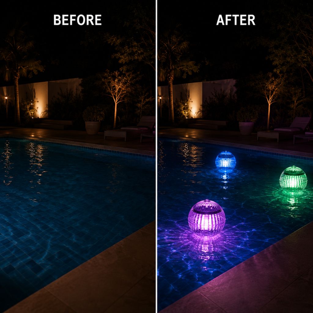 Solar Floating Pool Lights RGB Colour Changing - Waterproof LED Ball