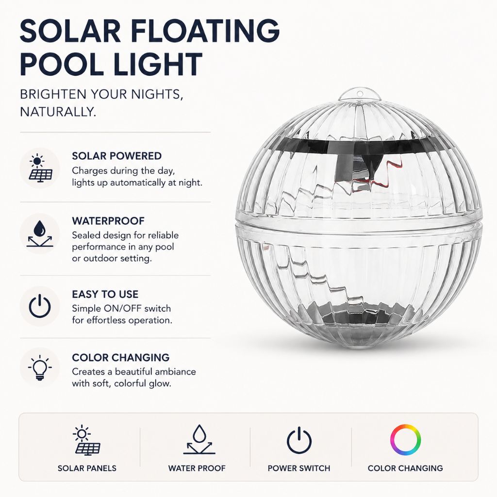 Solar Floating Pool Lights RGB Colour Changing - Waterproof LED Ball
